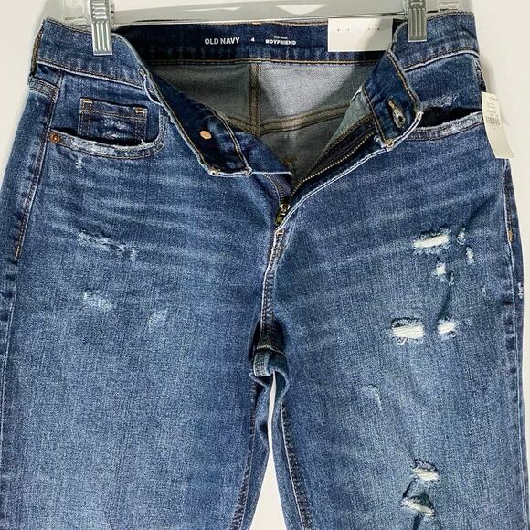 Old Navy Womens Mid Rise Boyfriend Cutoff Jeans Straight Leg SZ 4 Distressed NWT - Picture 6 of 10